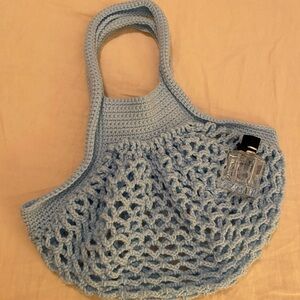 Handcrafted Blue Crochet Tote Bag
